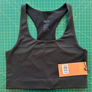 Girlfriend Collective Black Ribbed Paloma Racerback Sports Bra NWT